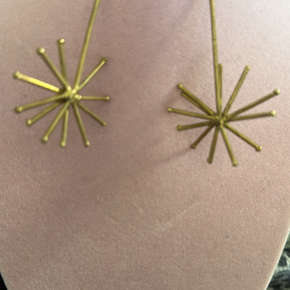 Solid Brass Burst Earrings - Picture 3 of 5